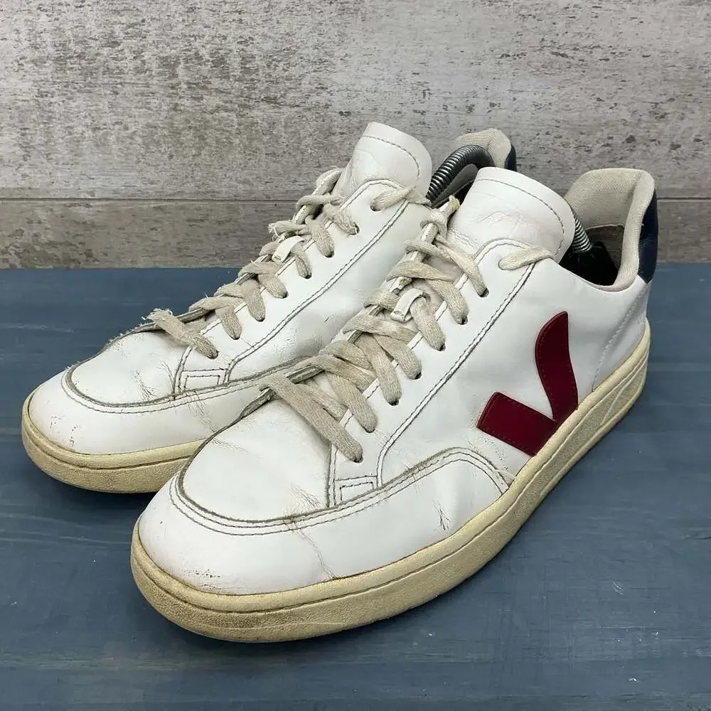 Veja V-12 Extra White Marsala Nautico Leather Sneakers Men’s US 10